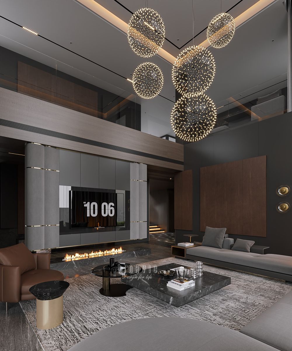 PHỐI CẢNH NỘI THẤT PHÒNG KHÁCH LIÊN THÔNG BẾP TẦNG 1 BIỆT THỰ HIỆN ĐẠI 2 TẦNG NT2332