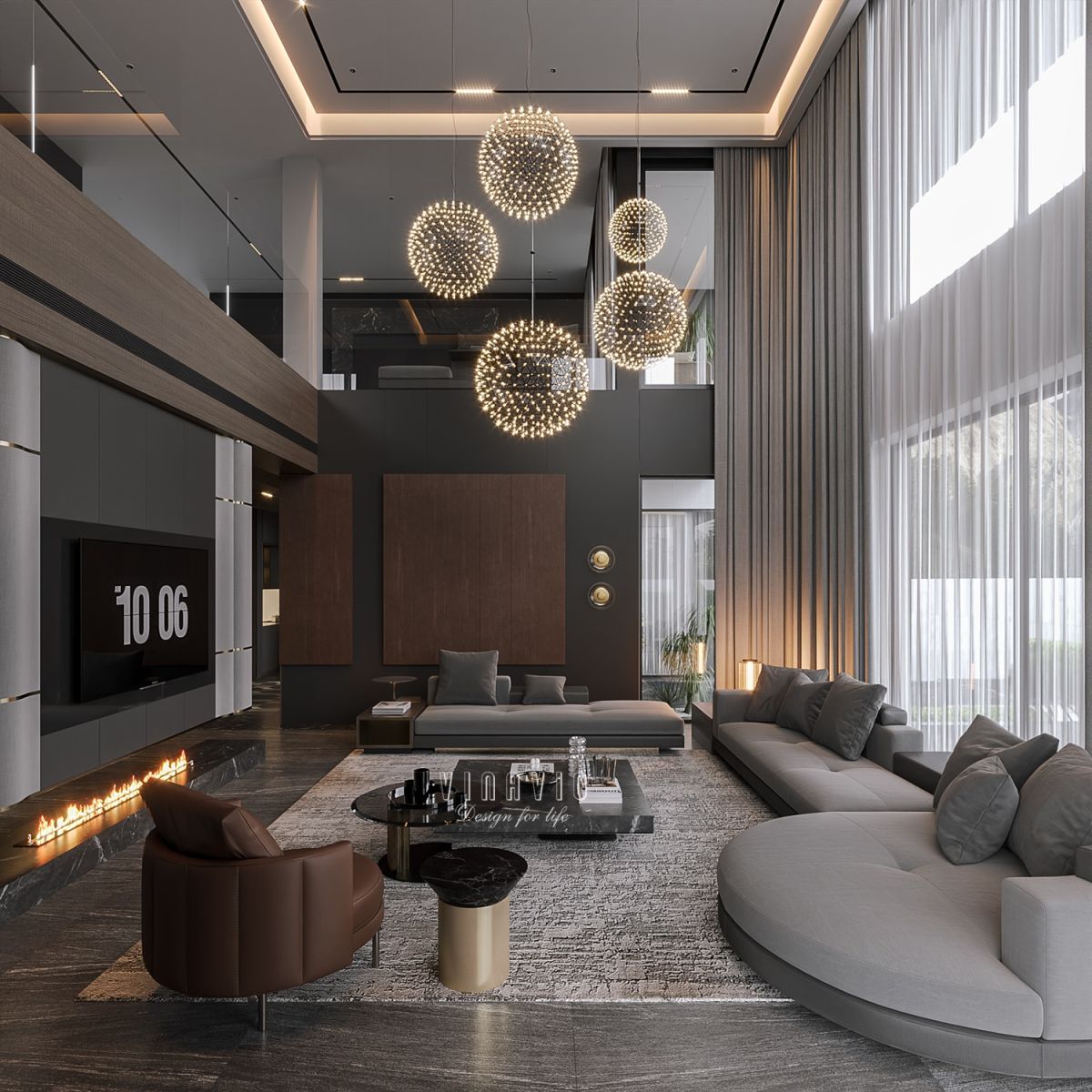 Nội thất hiện đại phòng khách biệt thự