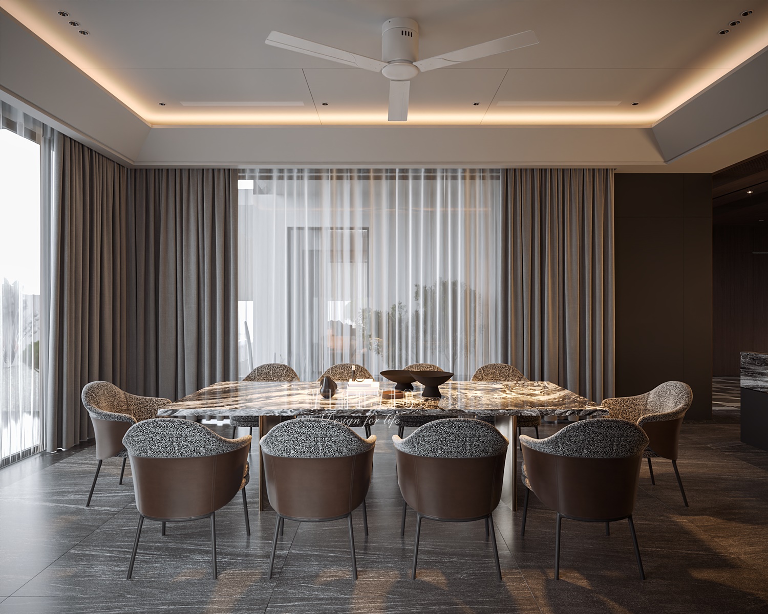 PHỐI CẢNH NỘI THẤT PHÒNG KHÁCH LIÊN THÔNG BẾP TẦNG 1 BIỆT THỰ HIỆN ĐẠI 2 TẦNG NT2332