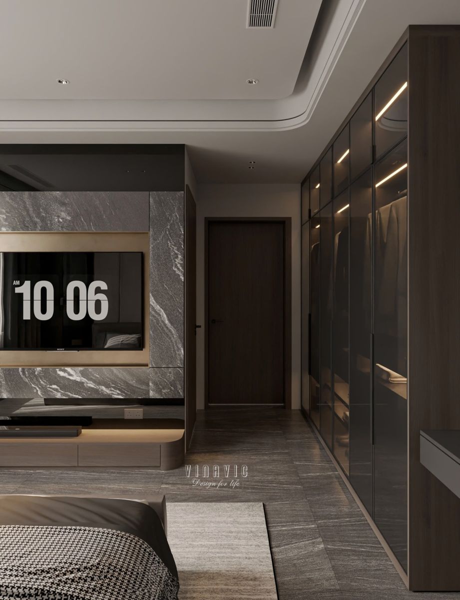 PHỐI CẢNH NỘI THẤT NGỦ TẦNG 1 BIỆT THỰ HIỆN ĐẠI 2 TẦNG NT2332