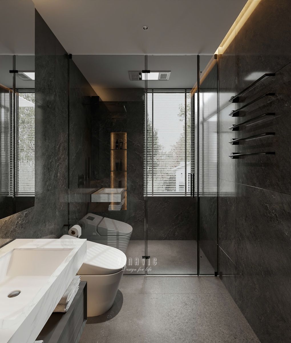 PHỐI CẢNH NỘI THẤT PHÒNG NGỦ MASTER TẦNG 2 BIỆT THỰ HIỆN ĐẠI 2 TẦNG NT2332