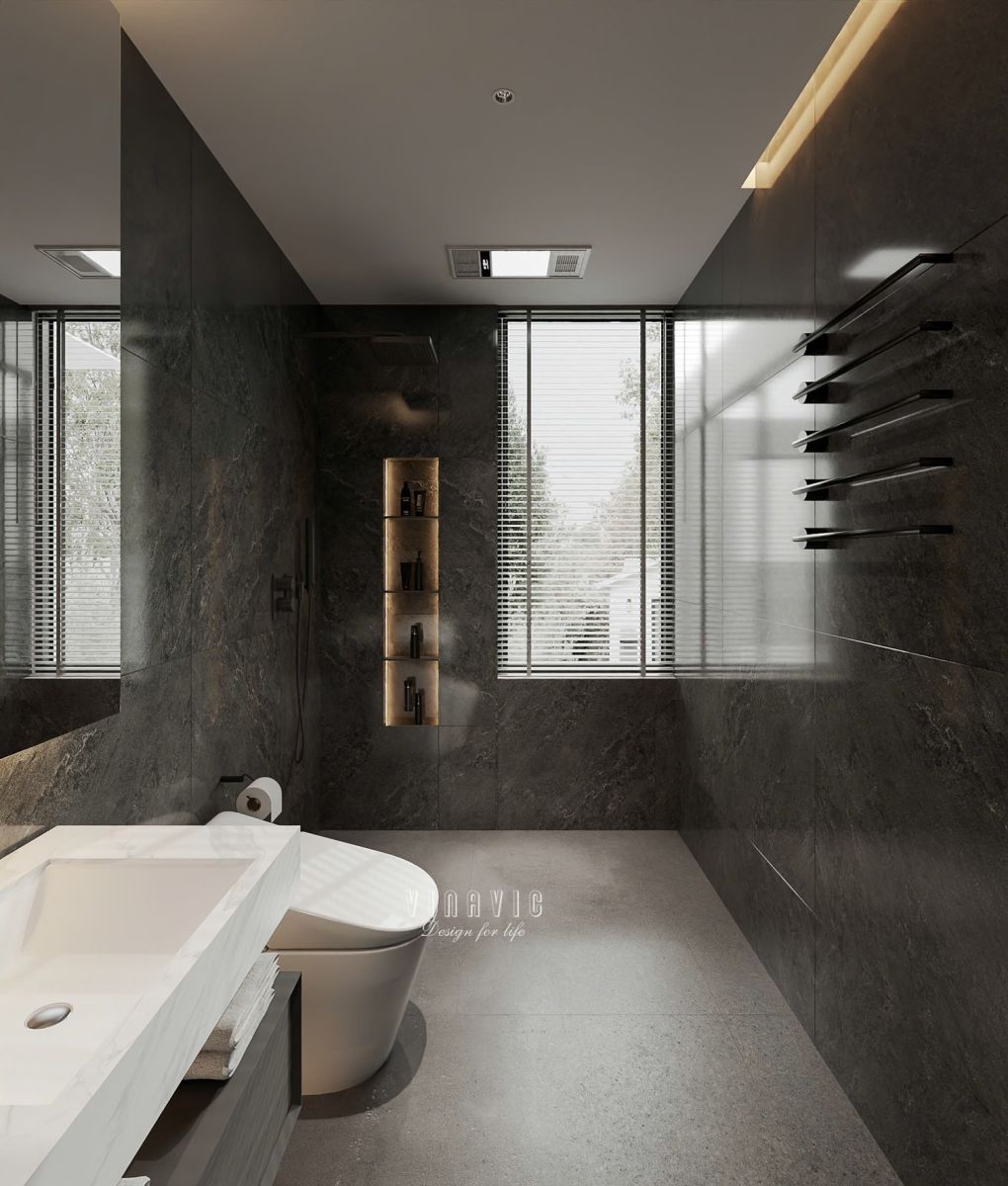 PHỐI CẢNH NỘI THẤT PHÒNG NGỦ MASTER TẦNG 2 BIỆT THỰ HIỆN ĐẠI 2 TẦNG NT2332