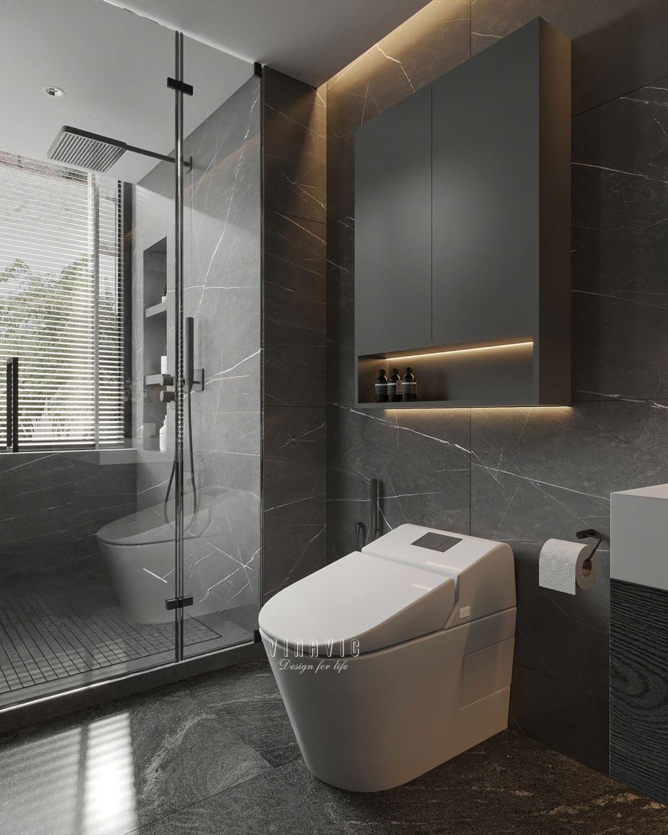 PHỐI CẢNH NỘI THẤT NGỦ MASTER TẦNG 1 BIỆT THỰ HIỆN ĐẠI 2 TẦNG NT2332