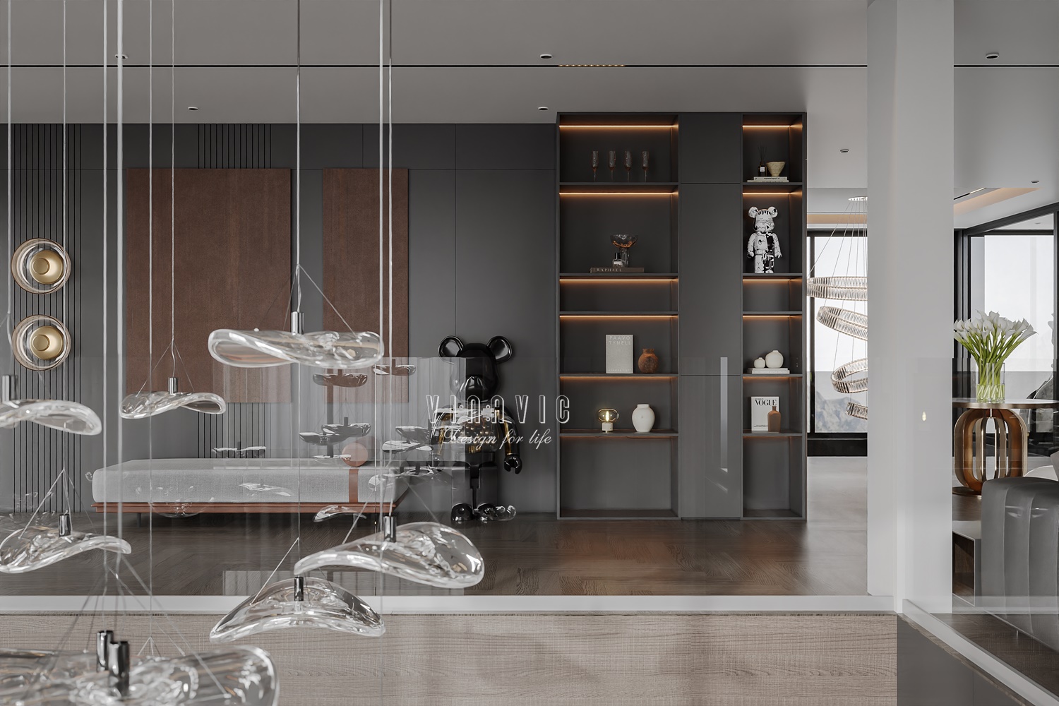 PHỐI CẢNH NỘI THẤT PHÒNG SINH HOẠT CHUNG TẦNG 2 BIỆT THỰ HIỆN ĐẠI 2 TẦNG NT2332