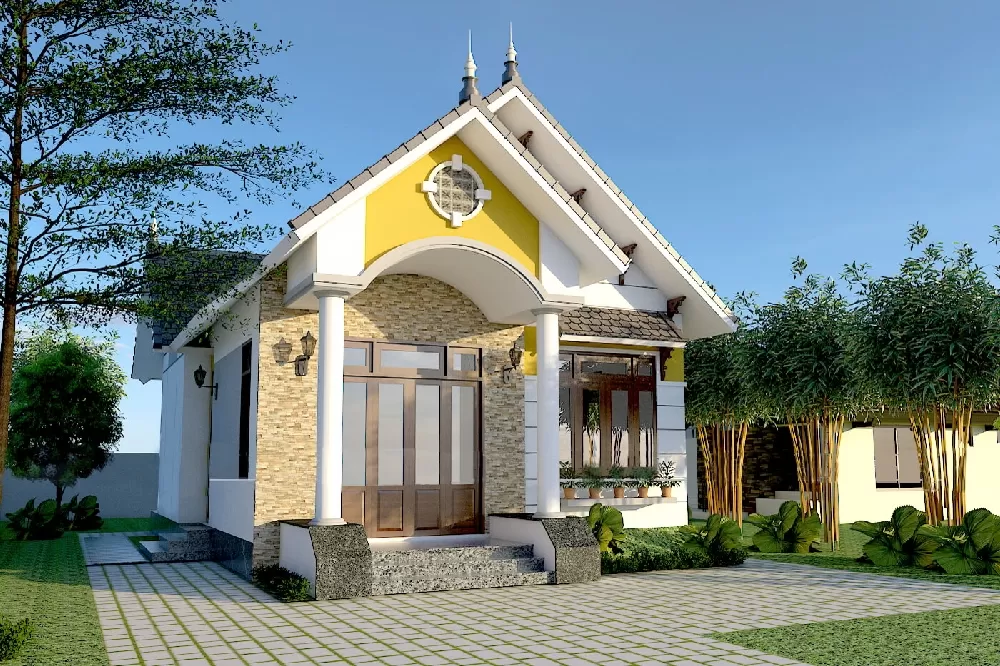 Mẫu nhà cấp 4 5x20 2 phòng ngủ mái thái