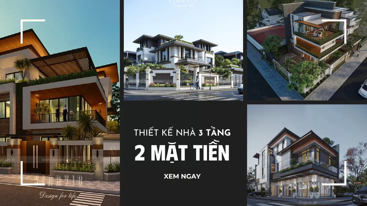 Thiết kế nhà 3 tầng 2 mặt tiền đẹp