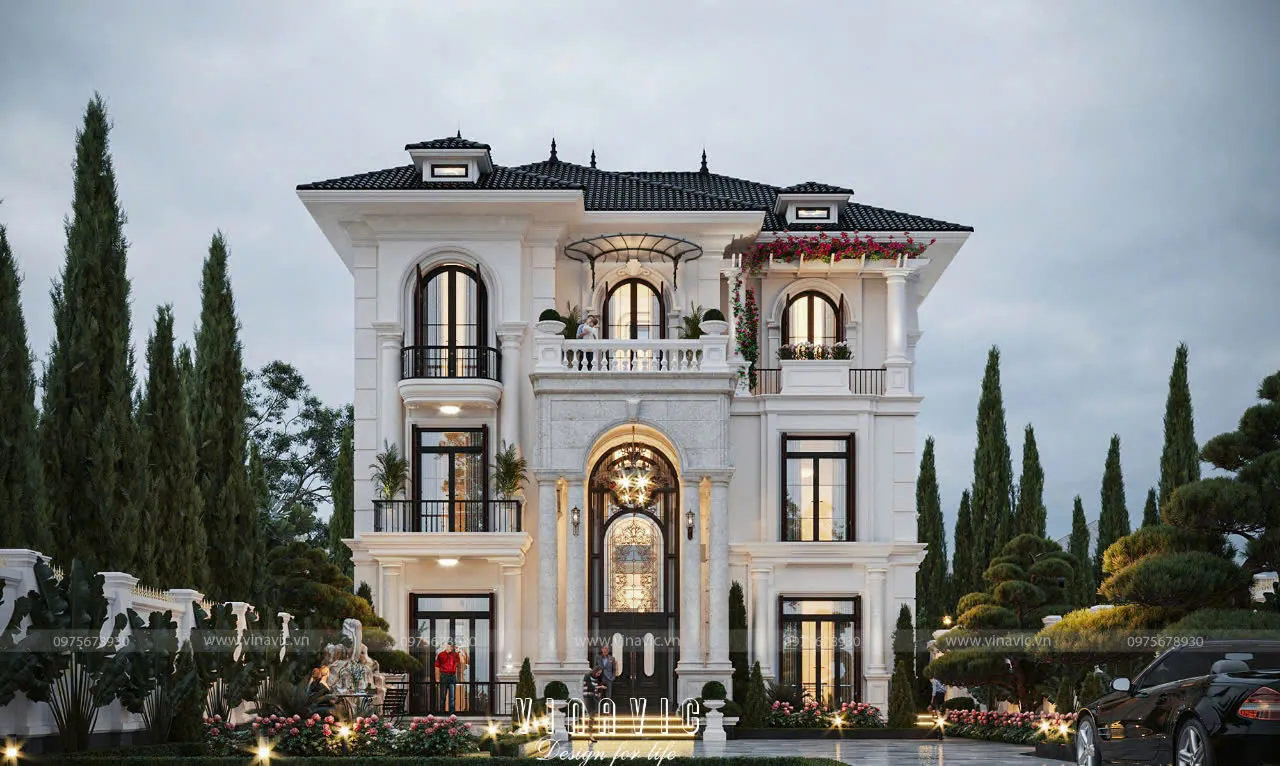 Biệt thự Tân Cổ Điển 3 tầng 1 hầm 5 phòng ngủ 13m x 18m (234m2/1 sàn) BT2377
