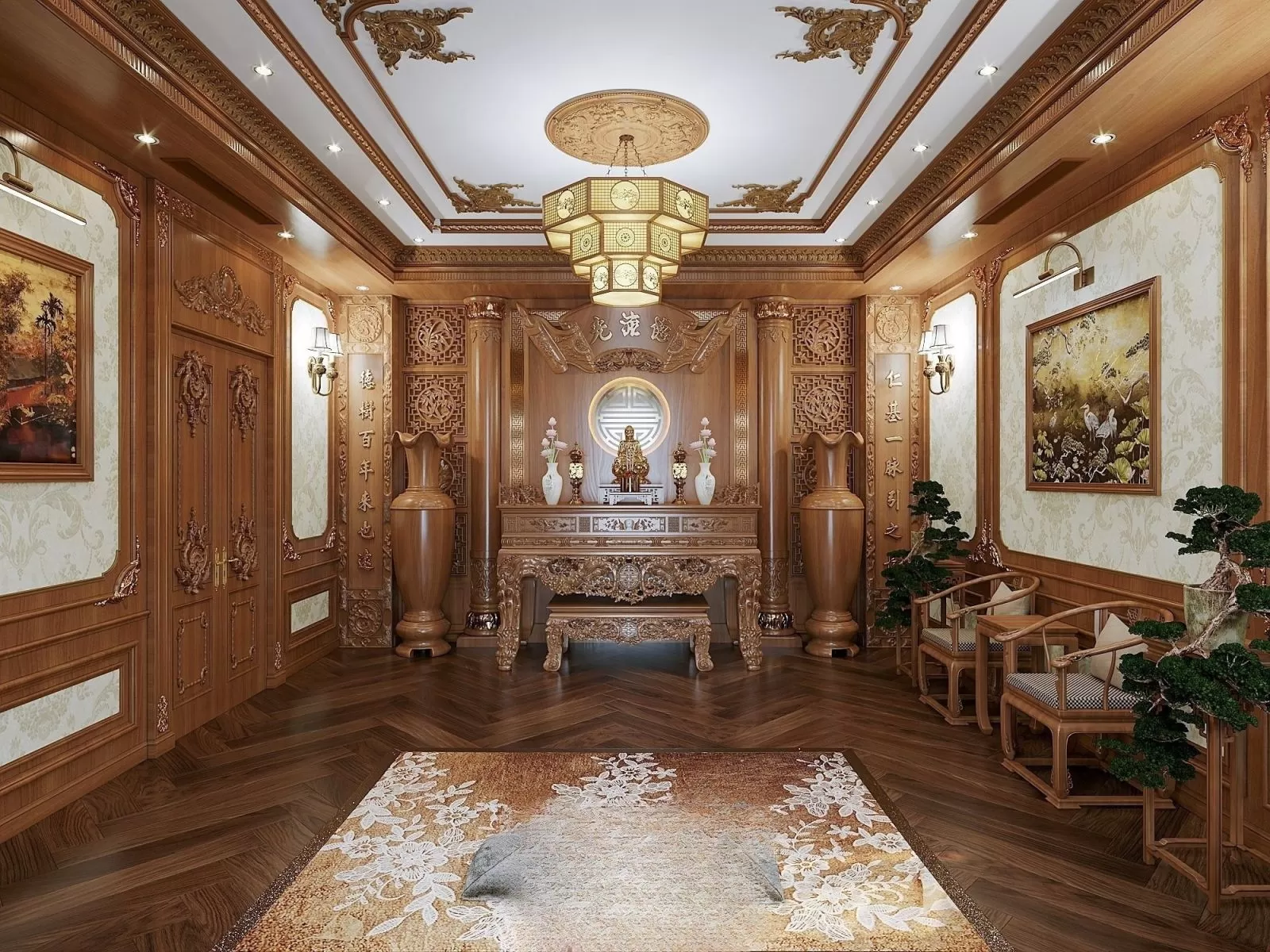 Thiết kế phòng thờ nên tuân thủ các nguyên tắc về hướng phong thuỷ