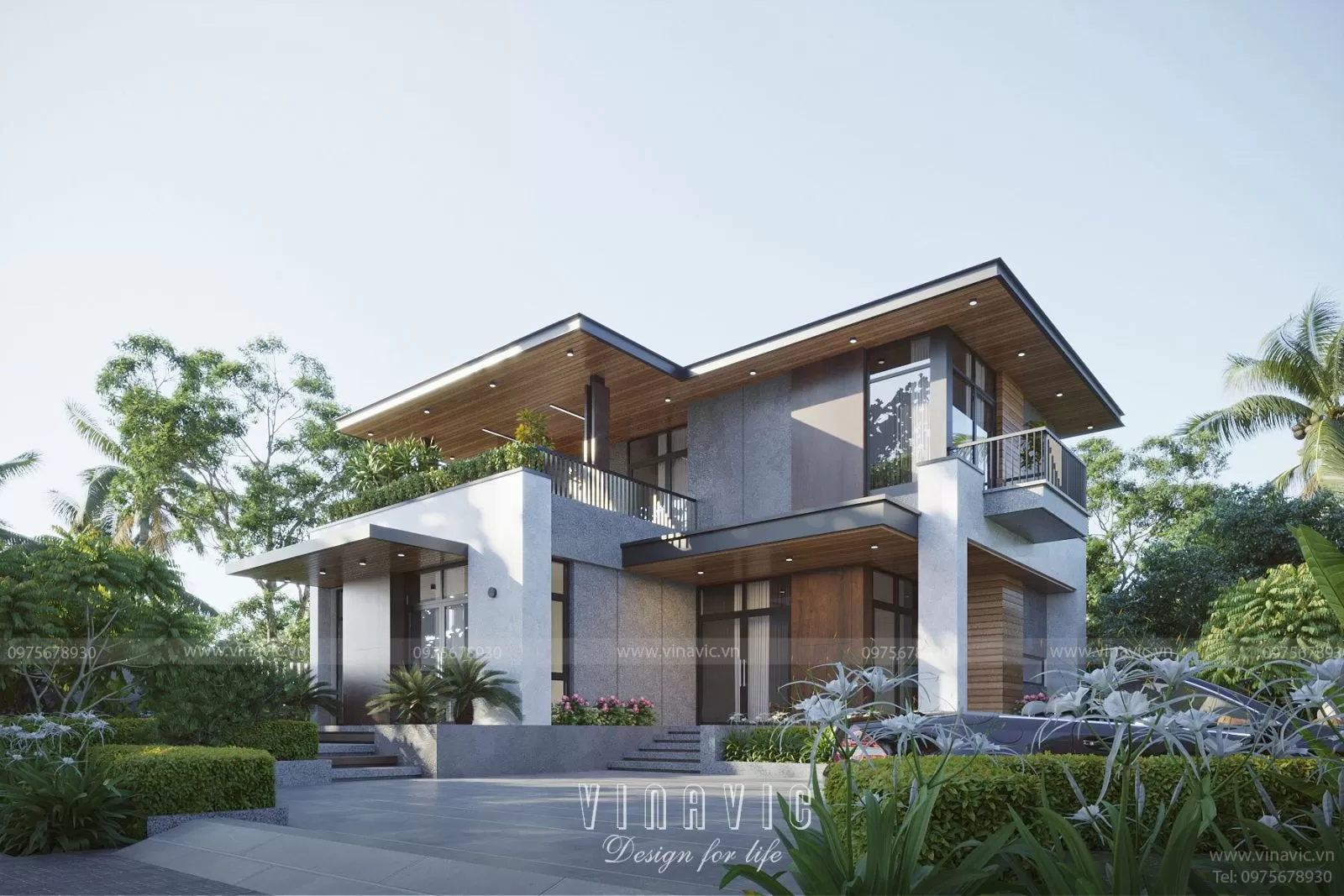 Mẫu biệt thự 2 tầng 120m2 phong cách sân vườn