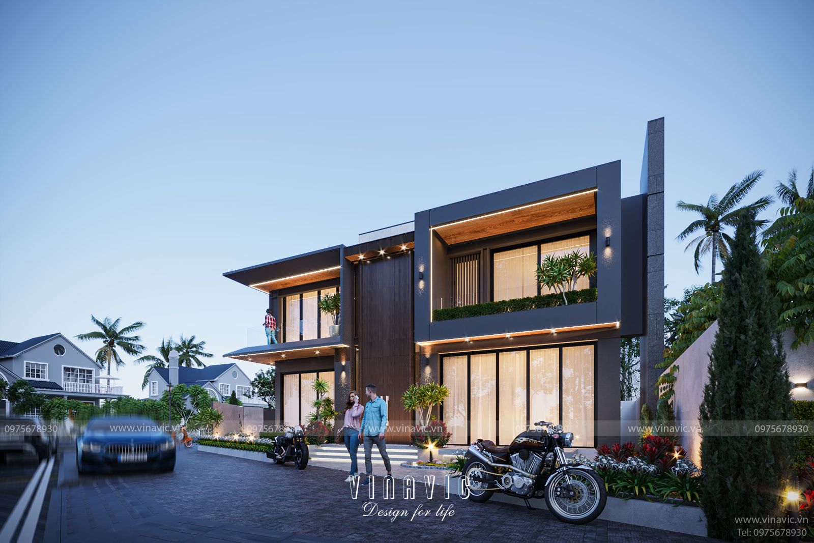 Thiết kế biệt thự nhà phố đẹp 2 tầng hiện đại 108m2 (9x12m) BT2371