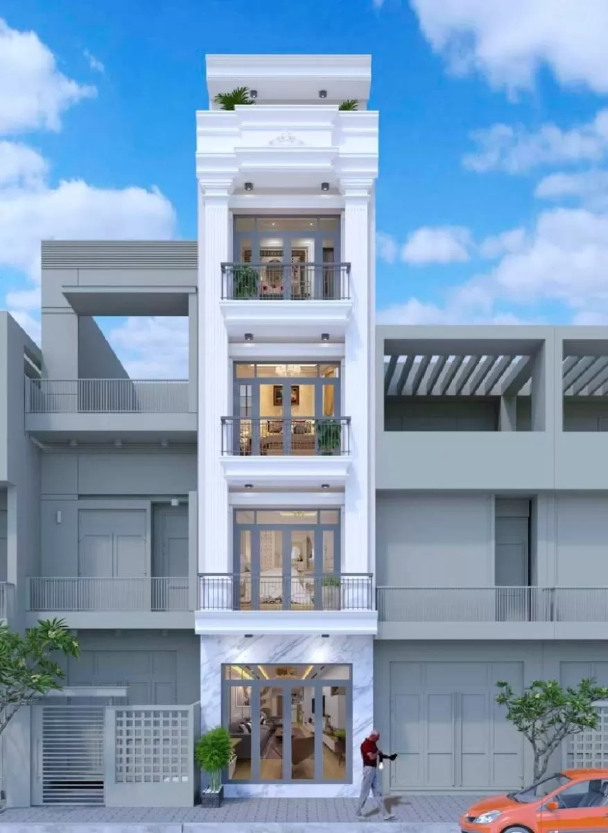 Mẫu nhà 5 tầng mặt tiền 4m đẹp tối ưu công năng