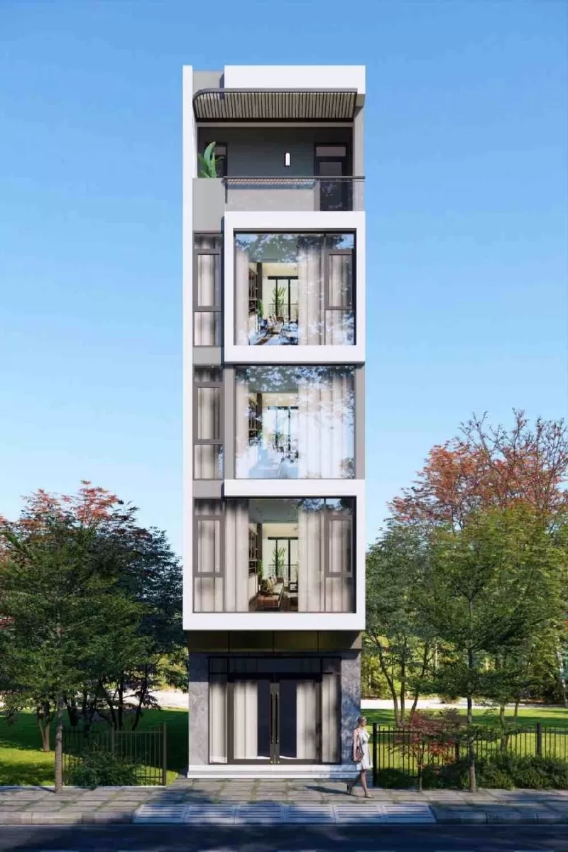 Mẫu nhà 5 tầng mặt tiền 4m hiện đại tối ưu công năng