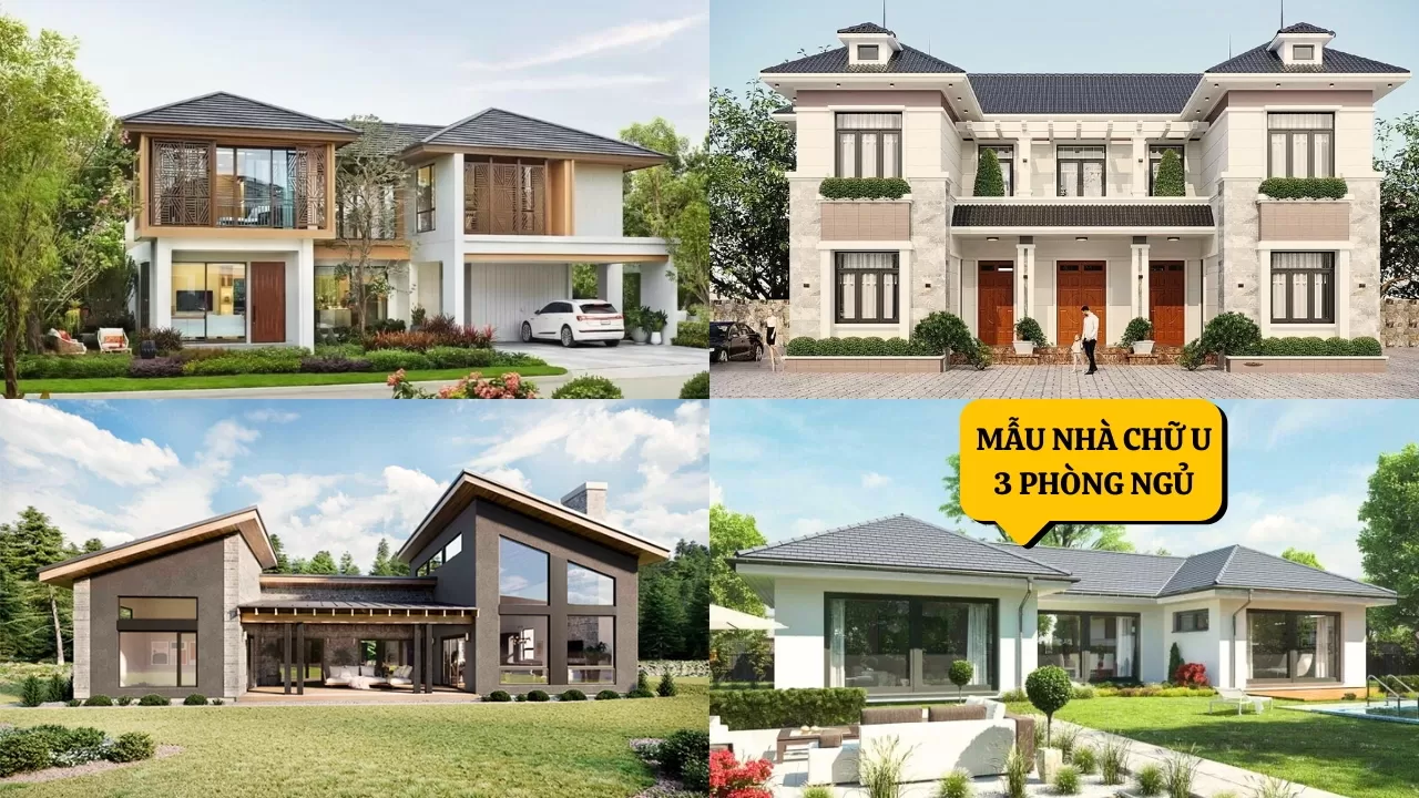 Top 50 mẫu nhà chữ u 3 phòng ngủ đẹp xu hướng hiện nay