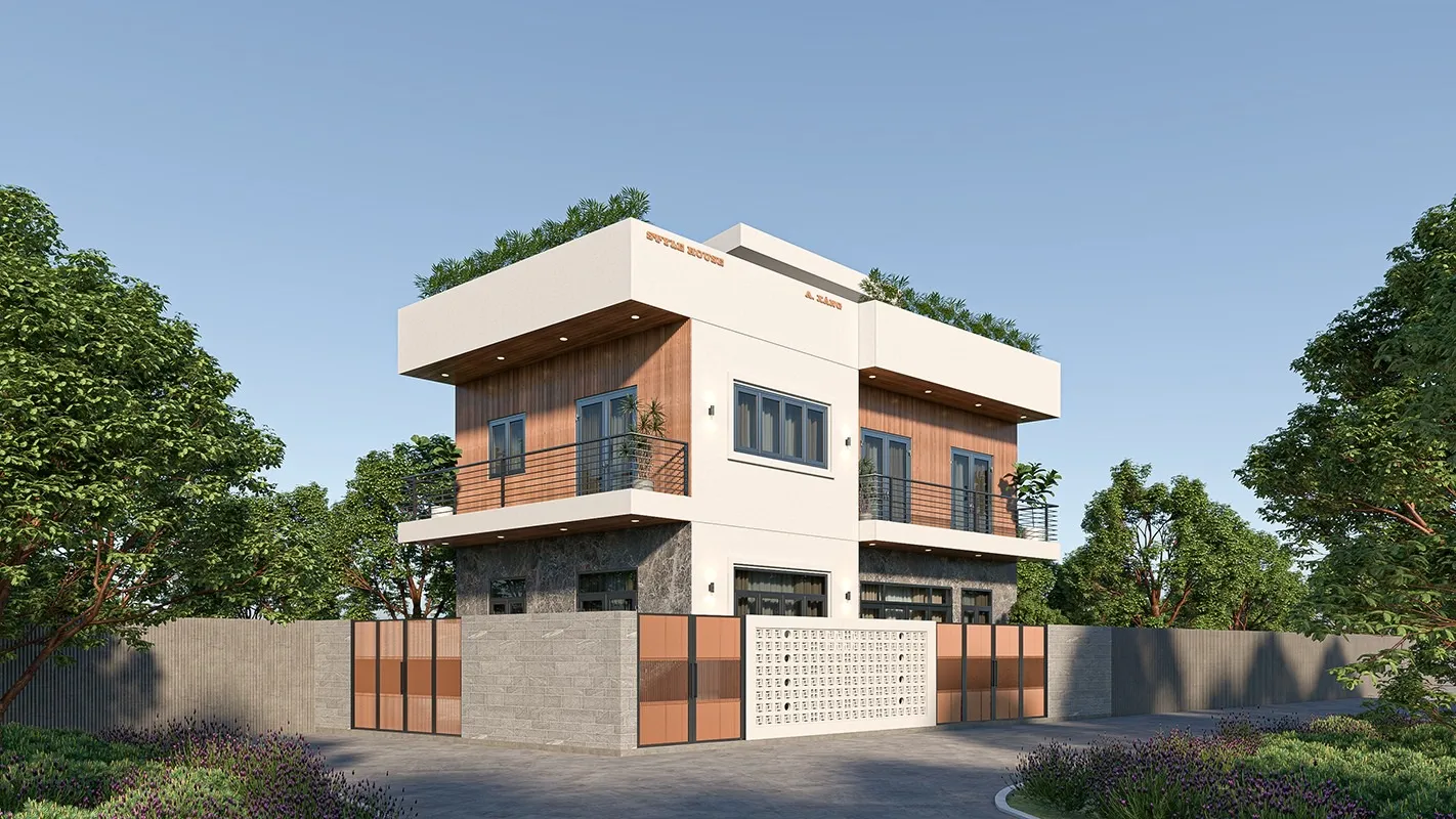 Mẫu nhà 2 tầng 6x13m