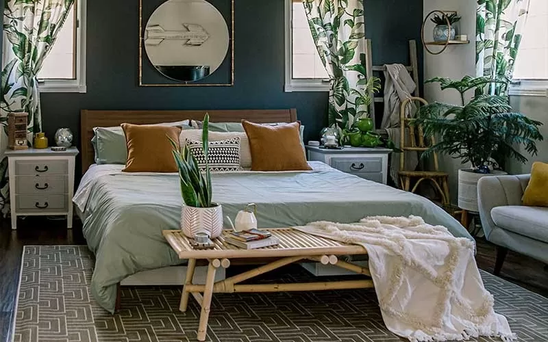 Mẫu thiết kế phòng ngủ theo phong cách nội thất Tropical.