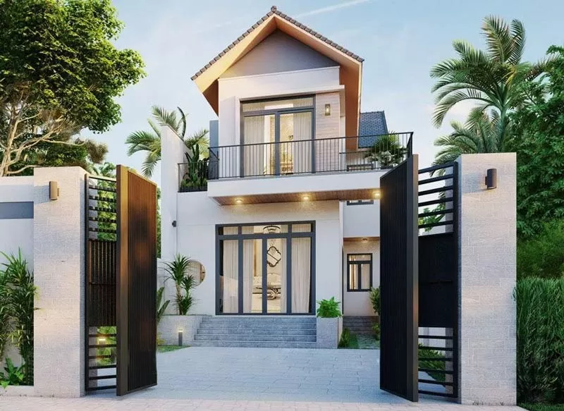 Mẫu nhà 1 trệt 1 lầu 5x20m mái Thái hiện đại mặt tiền sang trọng