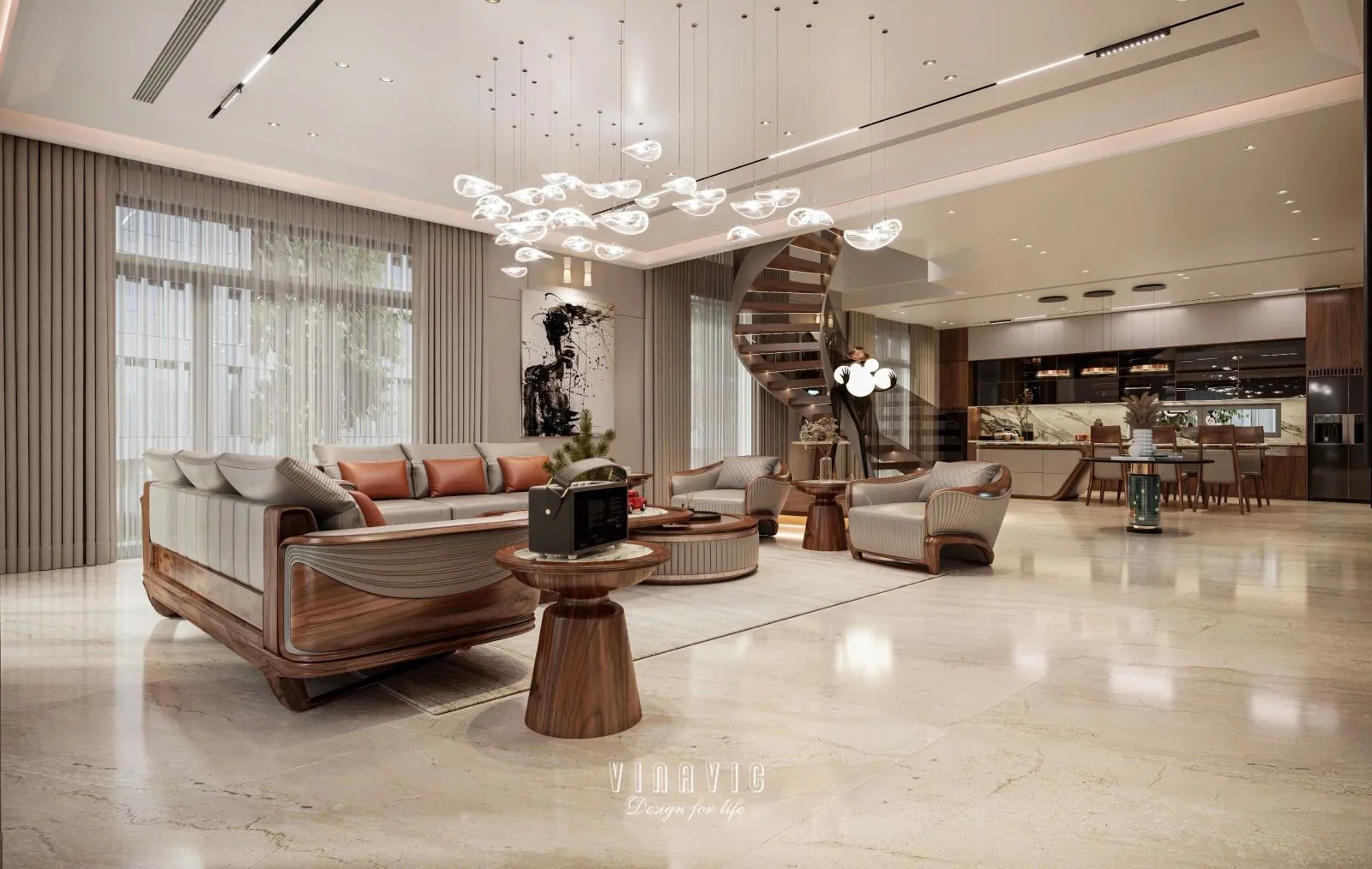 Các phong cách thiết kế phòng khách liền bếp phổ biến