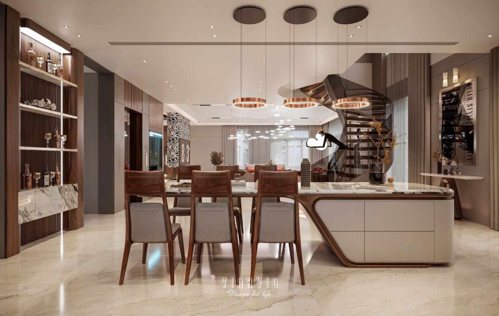 Mẫu thiết kế nội thất biệt thự hiện đại siêu sang 4 tầng 22x17m NT2334