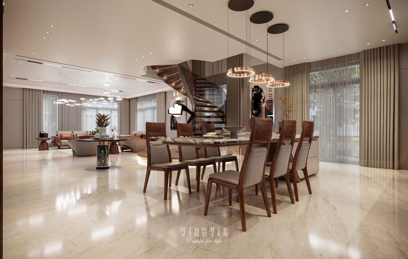 Mẫu thiết kế nội thất biệt thự hiện đại siêu sang 4 tầng 22x17m NT2334