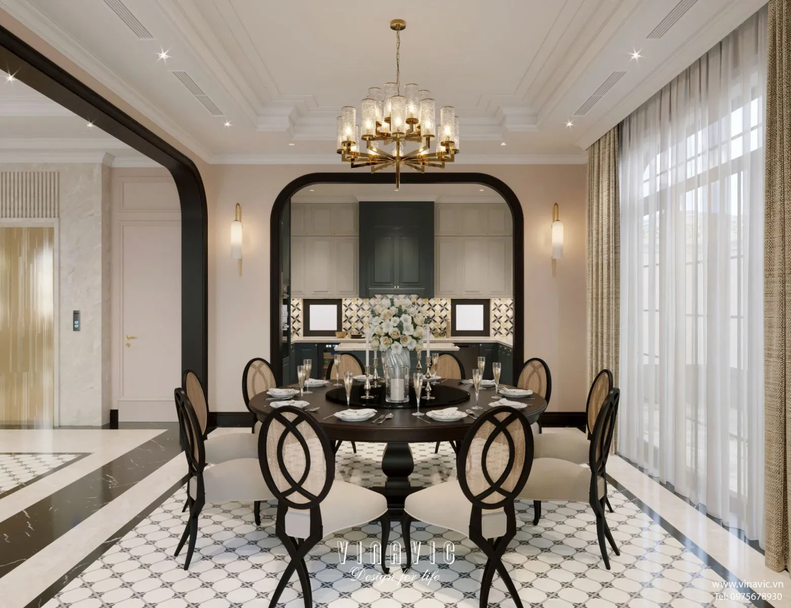 Tổng thể nội thất biệt thự Thảo Điền hài hòa, cao cấp