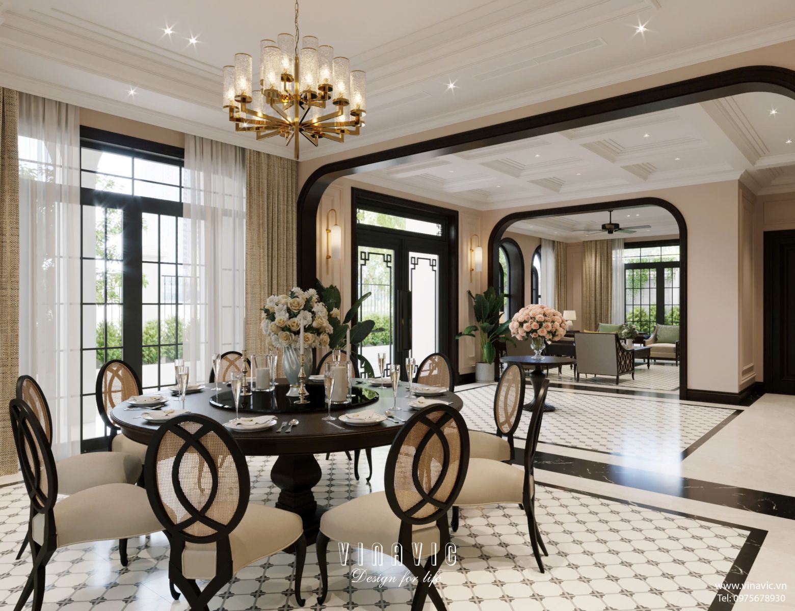 Thiết kế nội thất địa trung hải biệt thự 3 tầng 16x10m NT2334