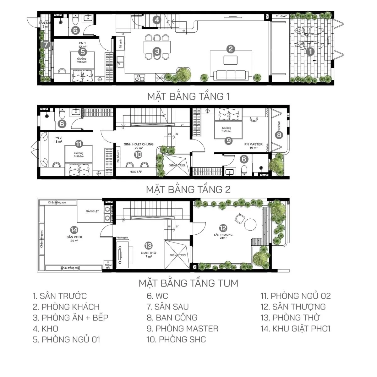 Bố trí mặt bằng công năng nhà phố lệch tầng 4.5x18m