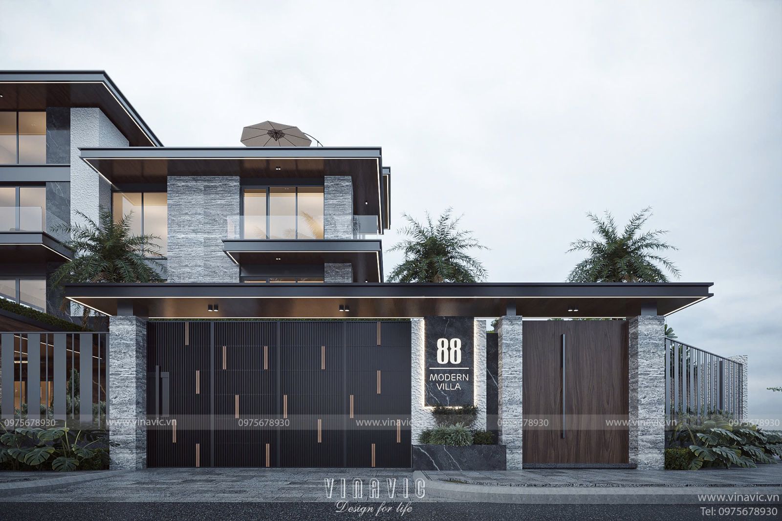  Vẻ đẹp kiến trúc biệt thự hiện đại 4 tầng BT2386