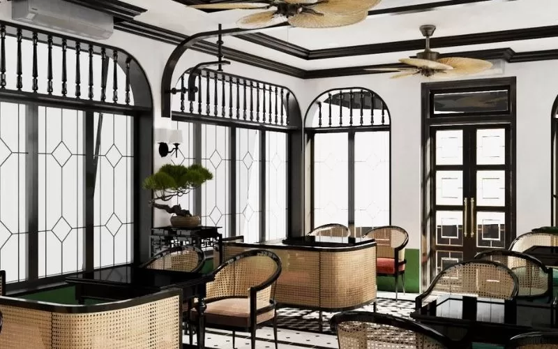 Thiết kế nội thất quán cà phê theo phong cách Indochine