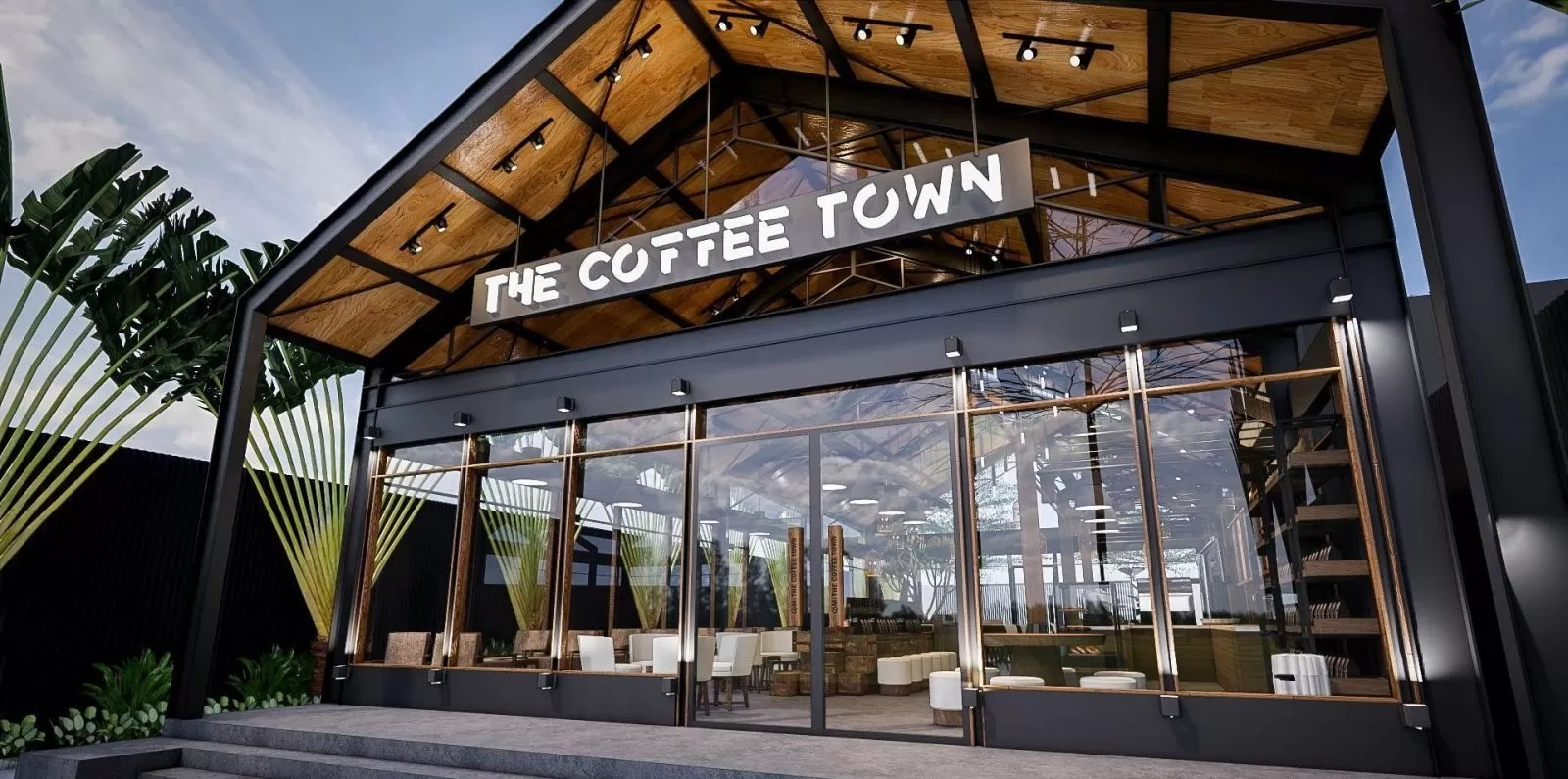 Sử dụng kính trong thiết kế nội thất giúp tạo ra các quán cafe không gian mở ưu việt