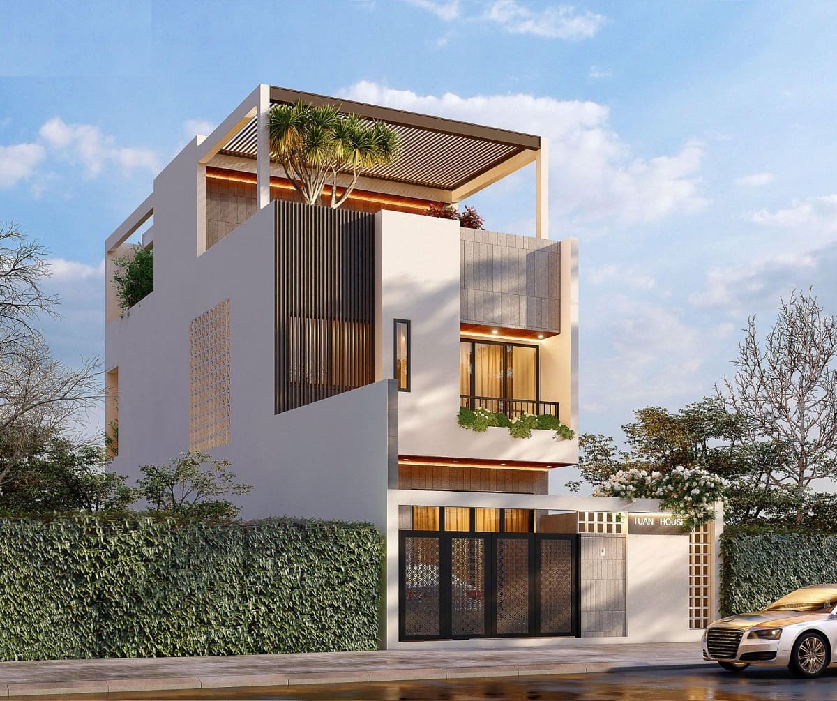 Mẫu thiết kế nhà mặt tiền 8m sâu 5m mái bằng