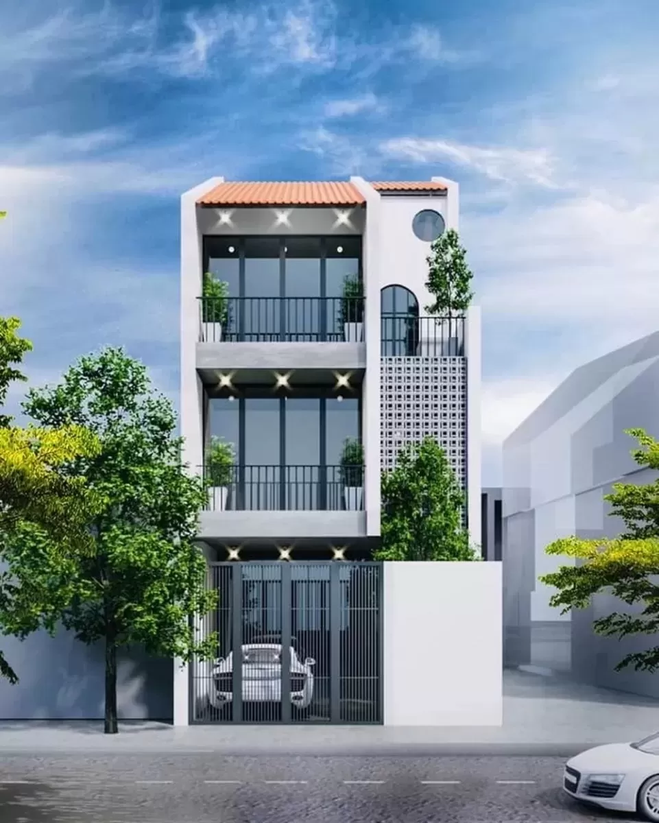 Nhà ống lệch tầng 4x18m có gara