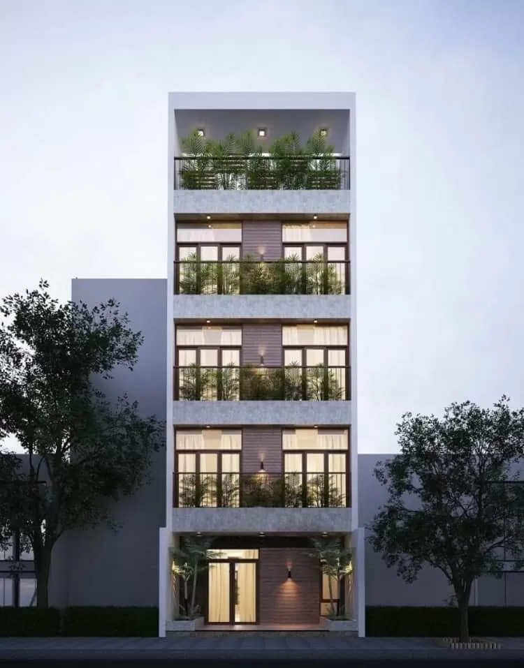 Thiết kế nhà 6.5 x13m 5 tầng 6 phòng ngủ tiện nghi
