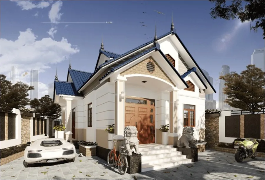 Nhà cấp 4 mái Thái chữ L 3 phòng ngủ