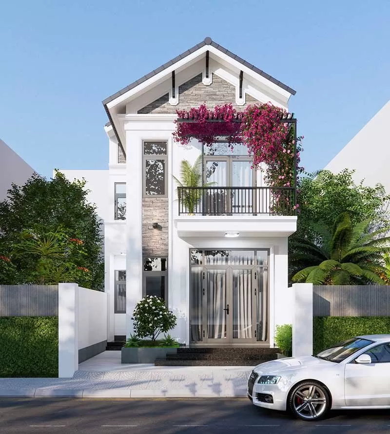 Nhà ống lệch tầng 4x18m có ban công