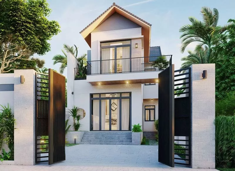 Mẫu nhà mái Thái 1 trệt 1 lầu 5x15m 