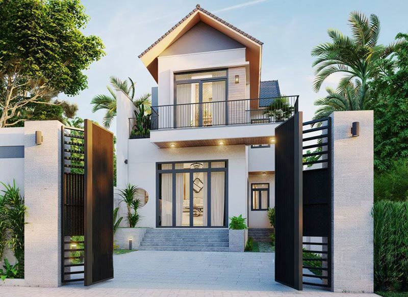 Mẫu nhà mái Thái 1 trệt 1 lầu 5x15m