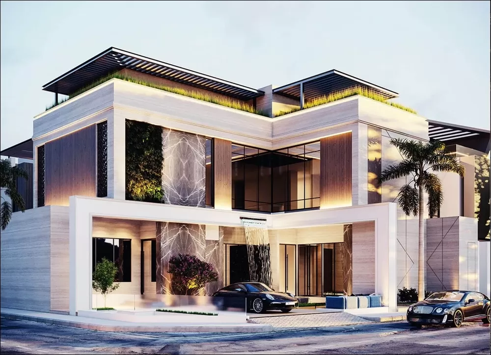 Quy mô xây dựng nhà 3 tầng chữ L mái bằng