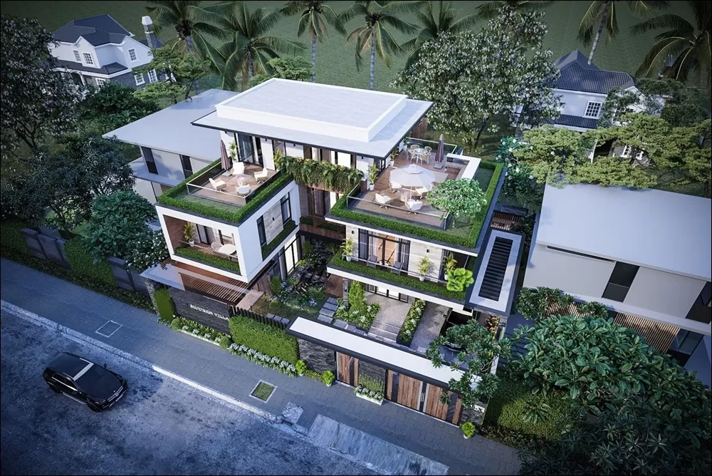 Chi phí xây nhà chữ L 3 tầng mái bằng