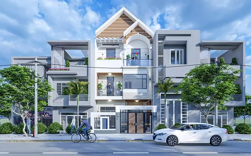 Mẫu Nhà 6m Mặt Tiền Mái Thái 3 tầng