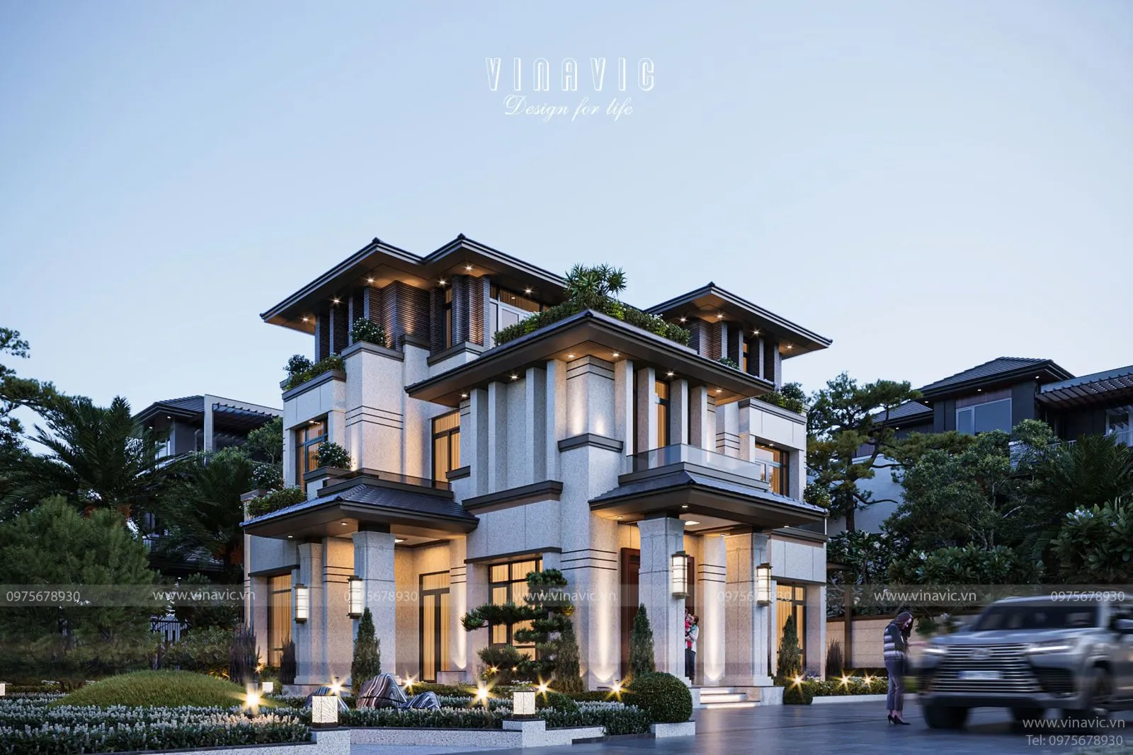 Biệt thự hiện đại 3 tầng mái Nhật