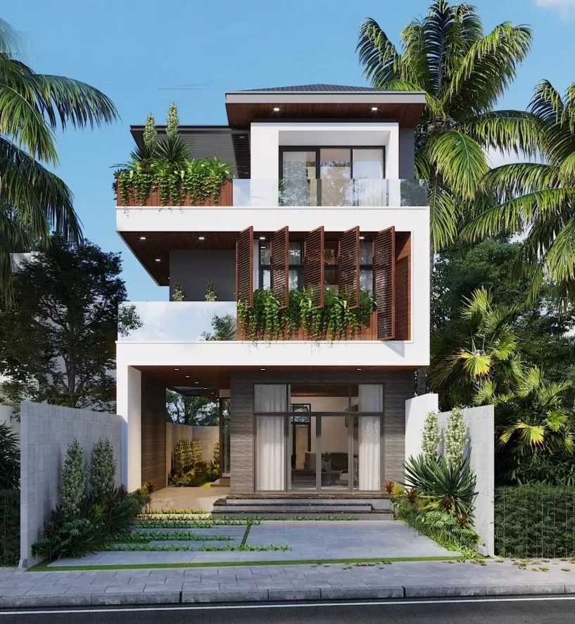 Nhà phố lệch tầng 4x15m 3 tầng