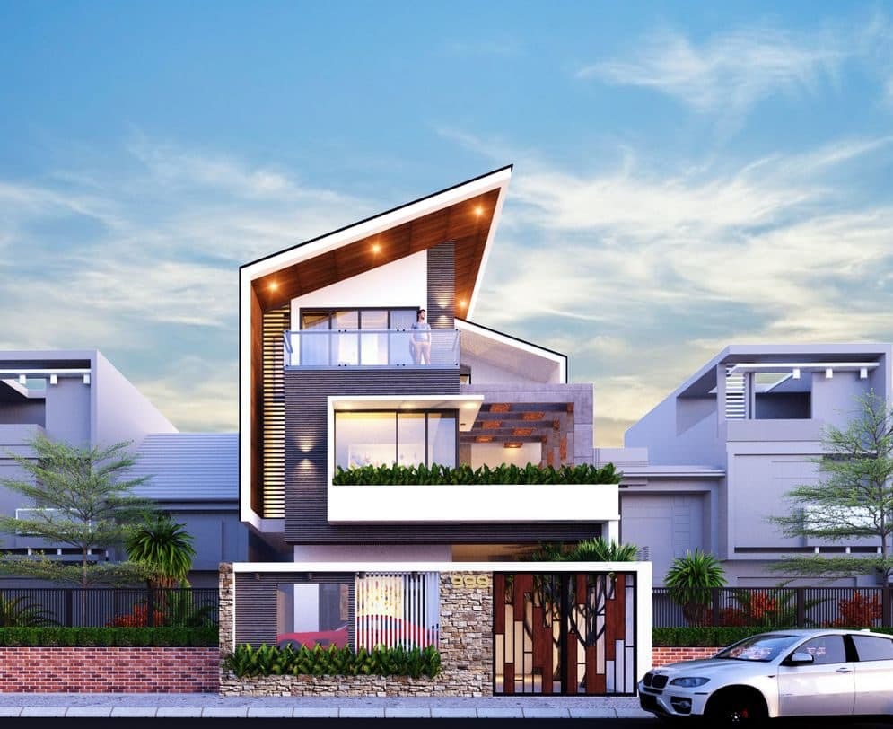 Nhà Mái Thái Lệch 3 Tầng Thiết Kế Sáng Tạo