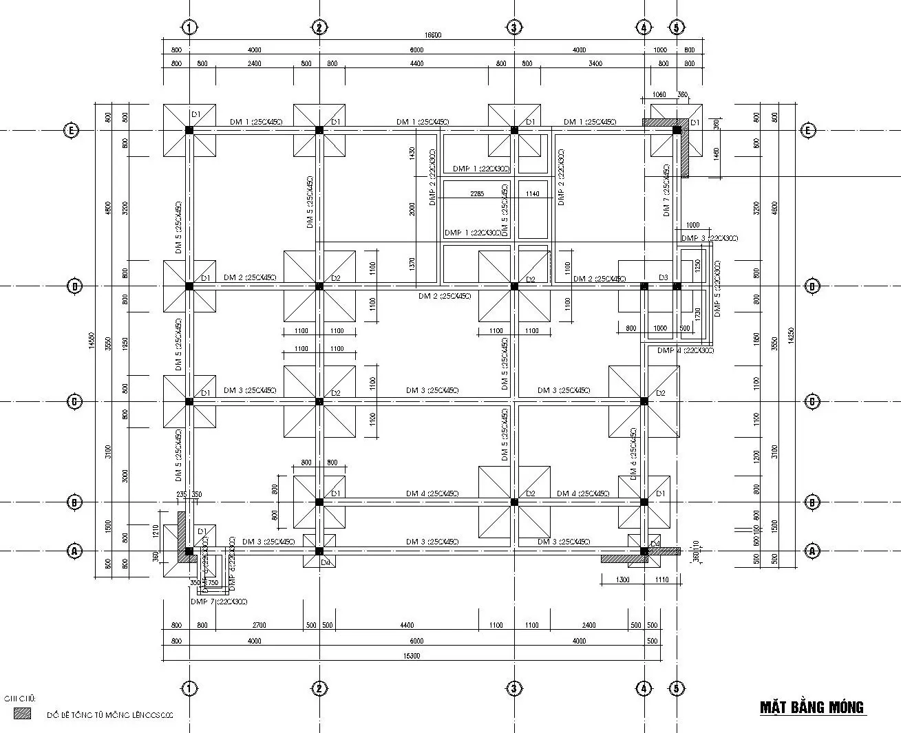 Bản vẽ móng đơn nhà cấp 4 đầy đủ