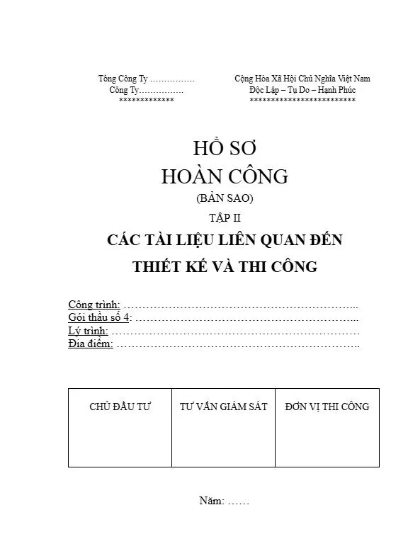  Mẫu hồ sơ hoàn công công trình xây dựng mới nhất