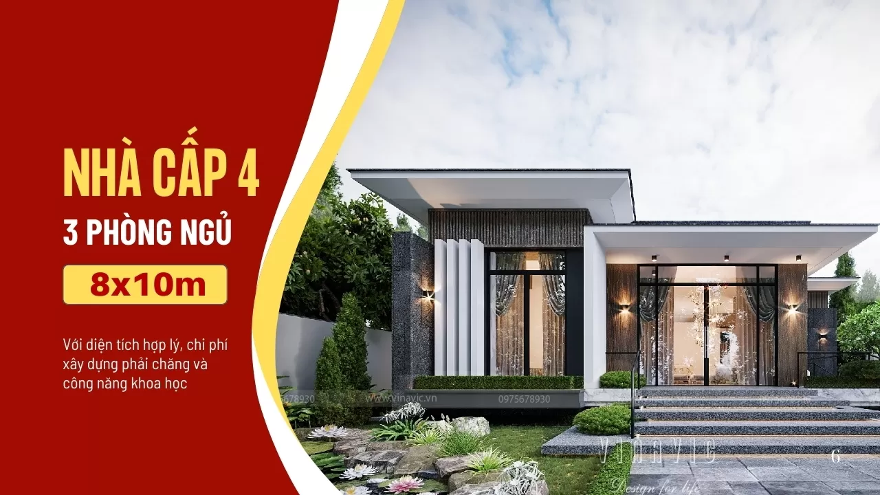 Nhà Cấp 4 8x10m 3 Phòng Ngủ