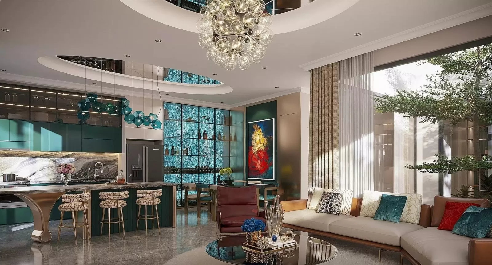 Mẫu phòng khách thiết kế phong cách Pop Art 