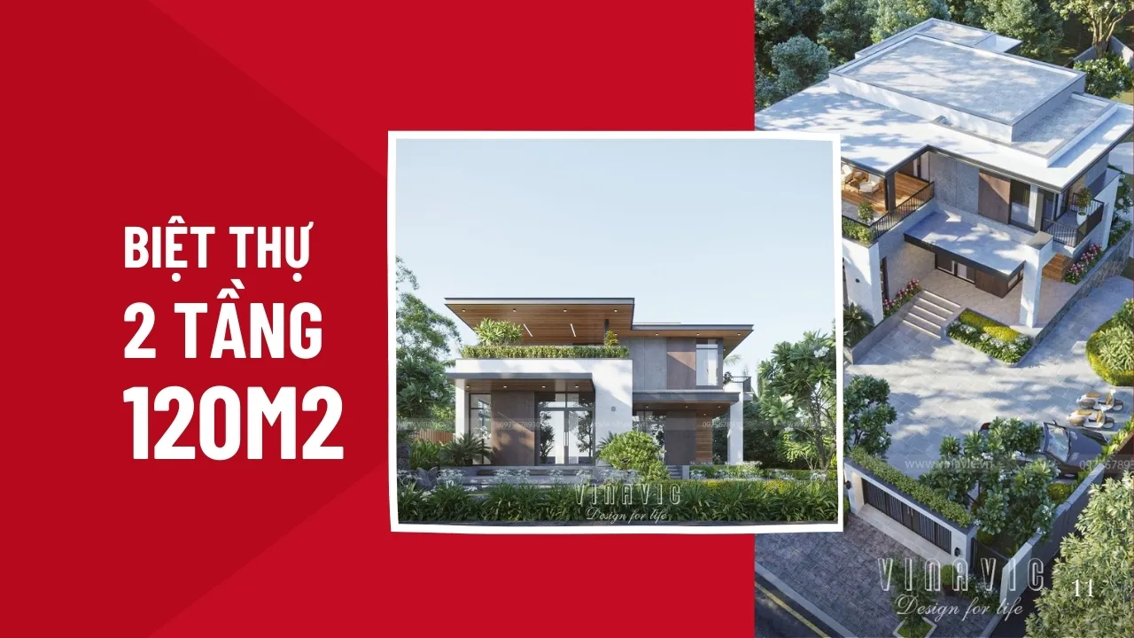 69+ Mẫu biệt thự 2 tầng 120m2 đẹp xu hướng thịnh hành 2025