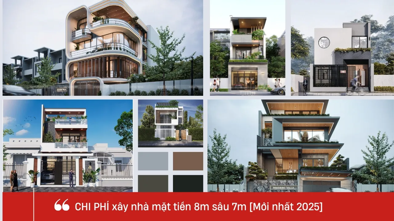 Chi phí xây dựng nhà mặt tiền 8m sâu 7m theo công thức 2025