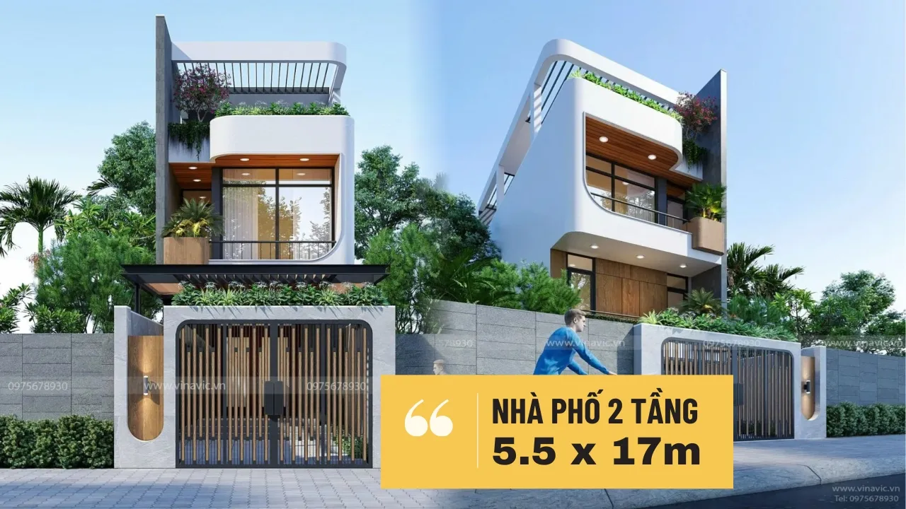 Chi phí xây nhà phố 2 tầng trên lô đất 5.5x17m bao tiền hiện nay