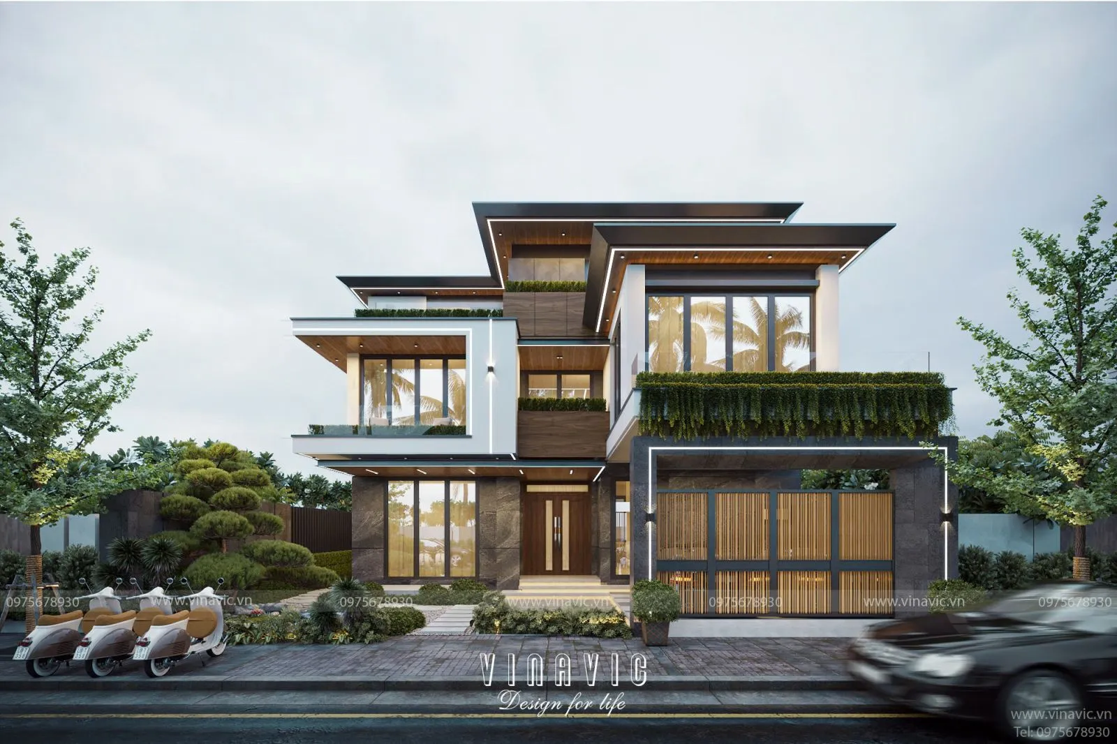 Mẫu nhà chữ L mái bằng